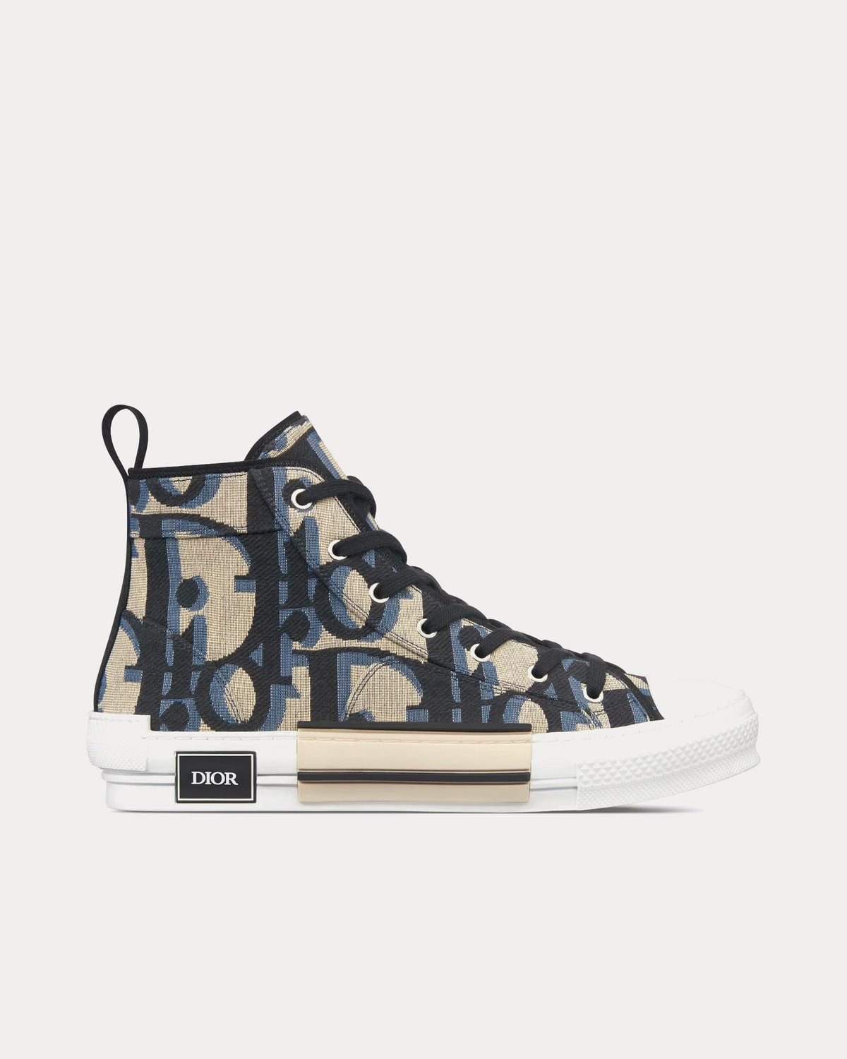 B23 Beige and Black Maxi Dior Oblique Jacquard High Top Sneakers