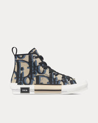 B23 Beige and Black Maxi Dior Oblique Jacquard High Top Sneakers