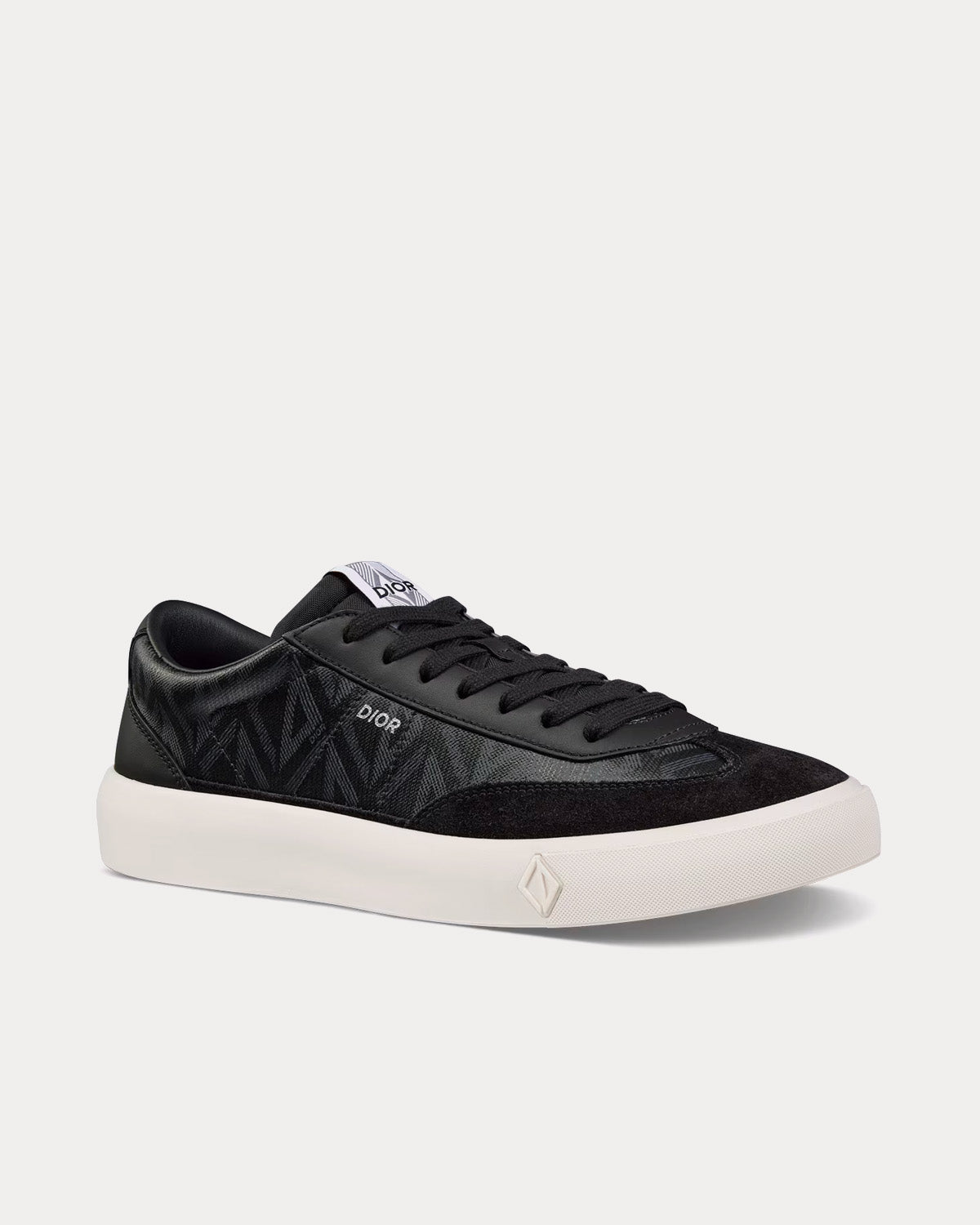 B101 Black CD Diamond Canvas, Smooth Calfskin and Nubuck Low Top Sneakers