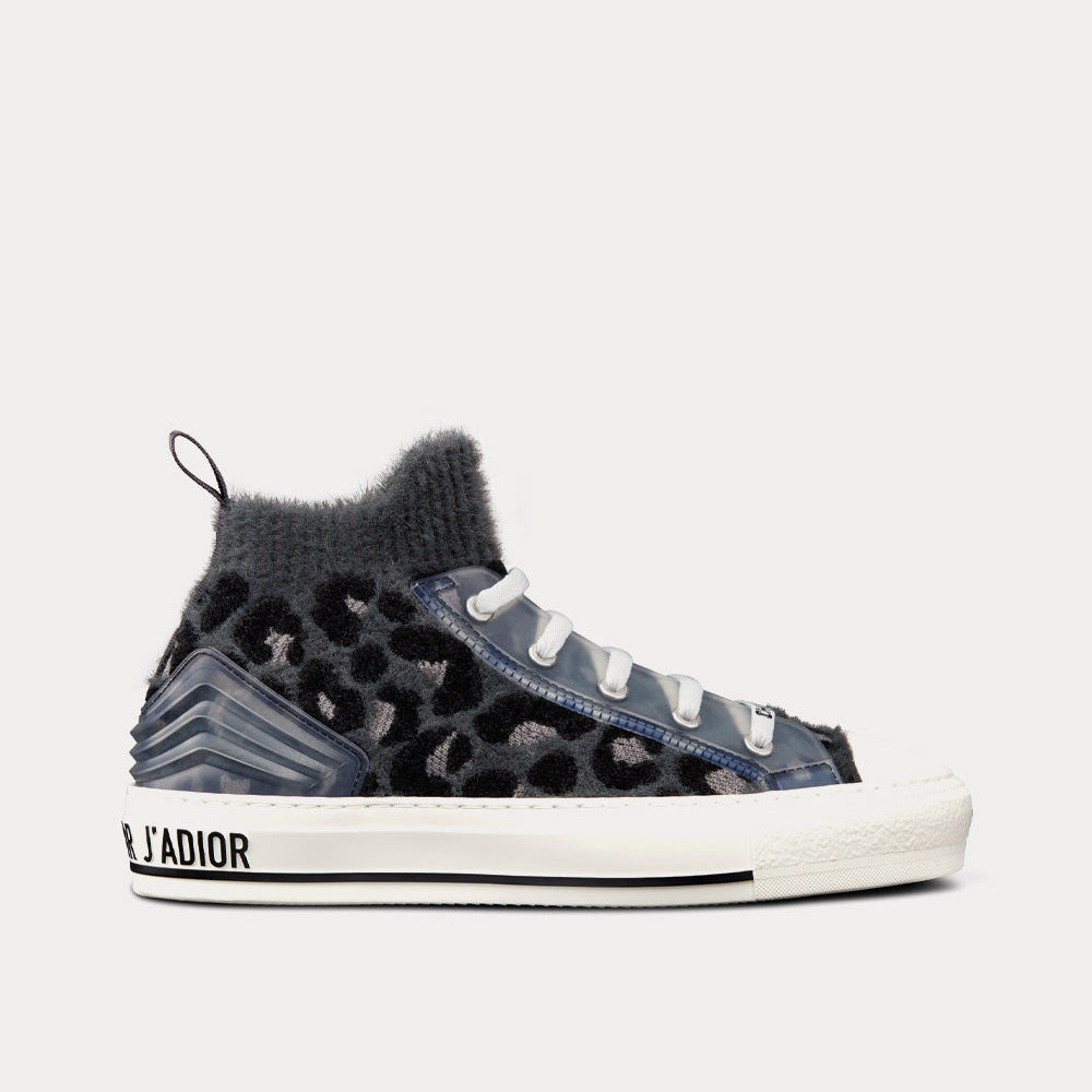 Walk'n'Dior Fur-Effect Knit with Gray Mizza Print High Top Sneakers