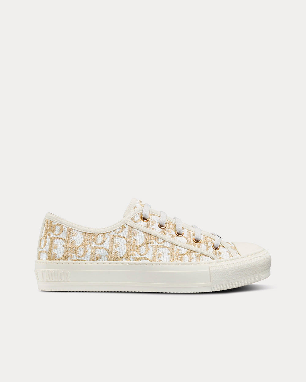 Walk'n'Dior Gold-Tone Dior Oblique Cotton with Metallic Thread Embroidery Low Top Sneakers