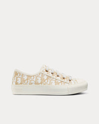 Walk'n'Dior Gold-Tone Dior Oblique Cotton with Metallic Thread Embroidery Low Top Sneakers