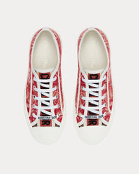 Walk'n'Dior Cherry Red Dior Brocart Embroidered Cotton with Gold-Tone Metallic Thread Low Top Sneakers
