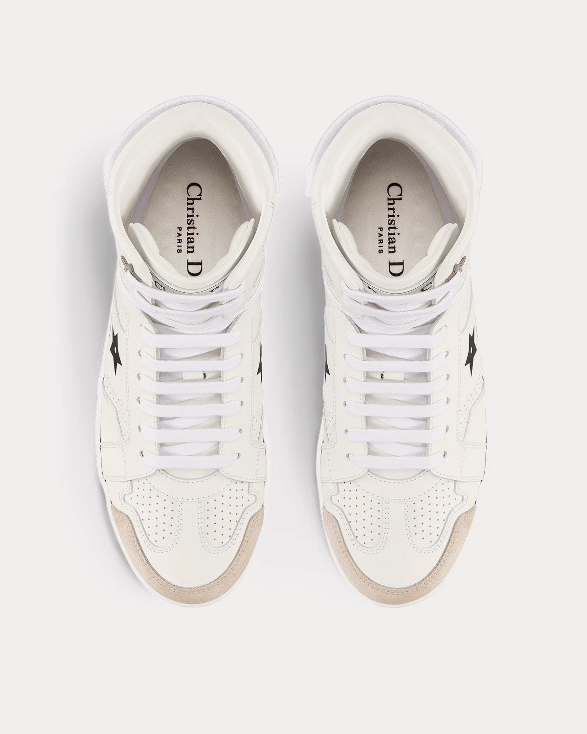 Dior Star Calfskin & Suede White High Top Sneakers