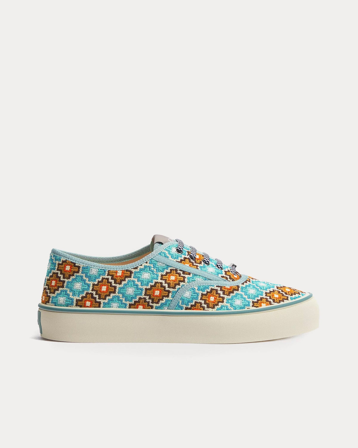 Saltwind Geometric Pattern Light Blue / Orange Low Top Sneakers