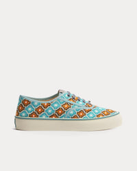 Saltwind Geometric Pattern Light Blue / Orange Low Top Sneakers