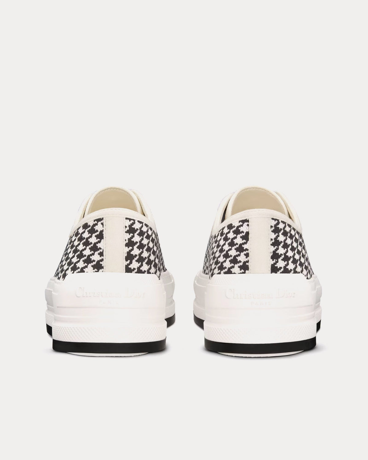 Walk'n'Dior Platform Black and White Micro-Houndstooth Embroidered Cotton Low Top Sneakers
