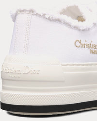 Dioriviera Walk'n'Dior Platform White Fringed and Embroidered Cotton Canvas Low Top Sneakers
