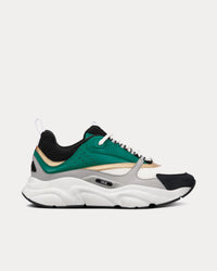 B22 White and Black Technical Mesh with Green, White and Gold-Tone Calfskin Low Top Sneakers