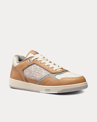 B27 Beige and Cream Smooth Calfskin with Cream Dior Oblique Jacquard Low Top Sneakers
