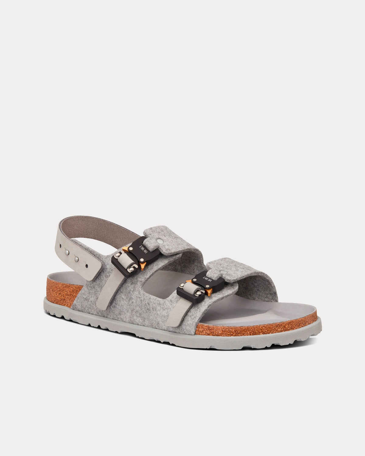 Milano Dior Gray Felted Wool and Nubuck Calfskin Sandals