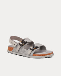 Milano Dior Gray Felted Wool and Nubuck Calfskin Sandals