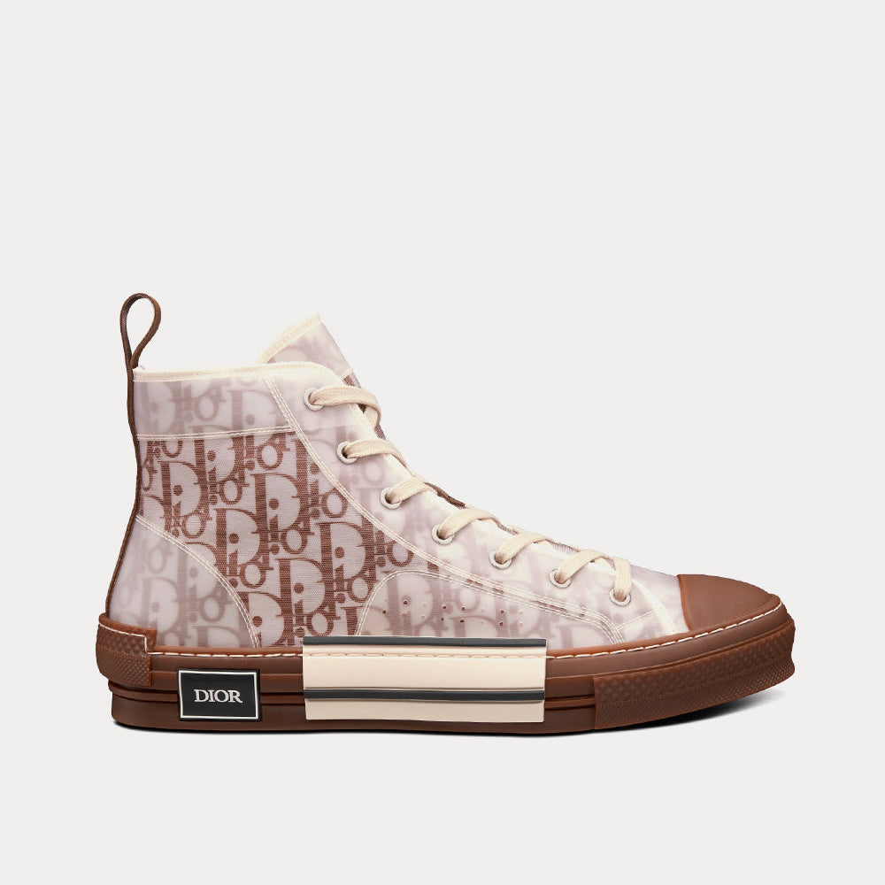 B23 Coffee Dior Oblique Canvas High Top Sneakers