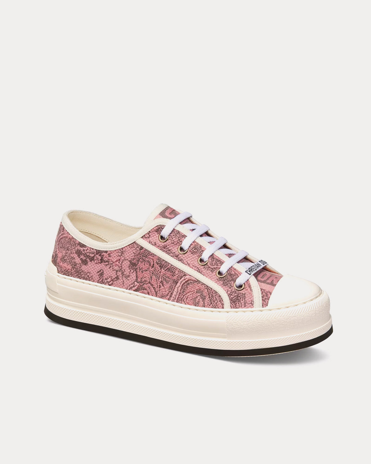 Walk'n'Dior Platform Pink and Gray Embroidered Cotton with Toile de Jouy Sauvage Motif Low Top Sneakers