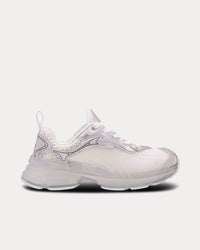 Vibe White Mesh and Silver-Tone Leather Low Top Sneakers