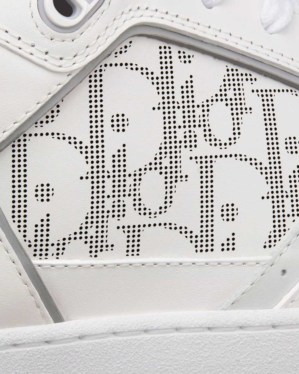 B27 White and Gray Smooth Calfskin with White Dior Oblique Galaxy Leather Low Top Sneakers