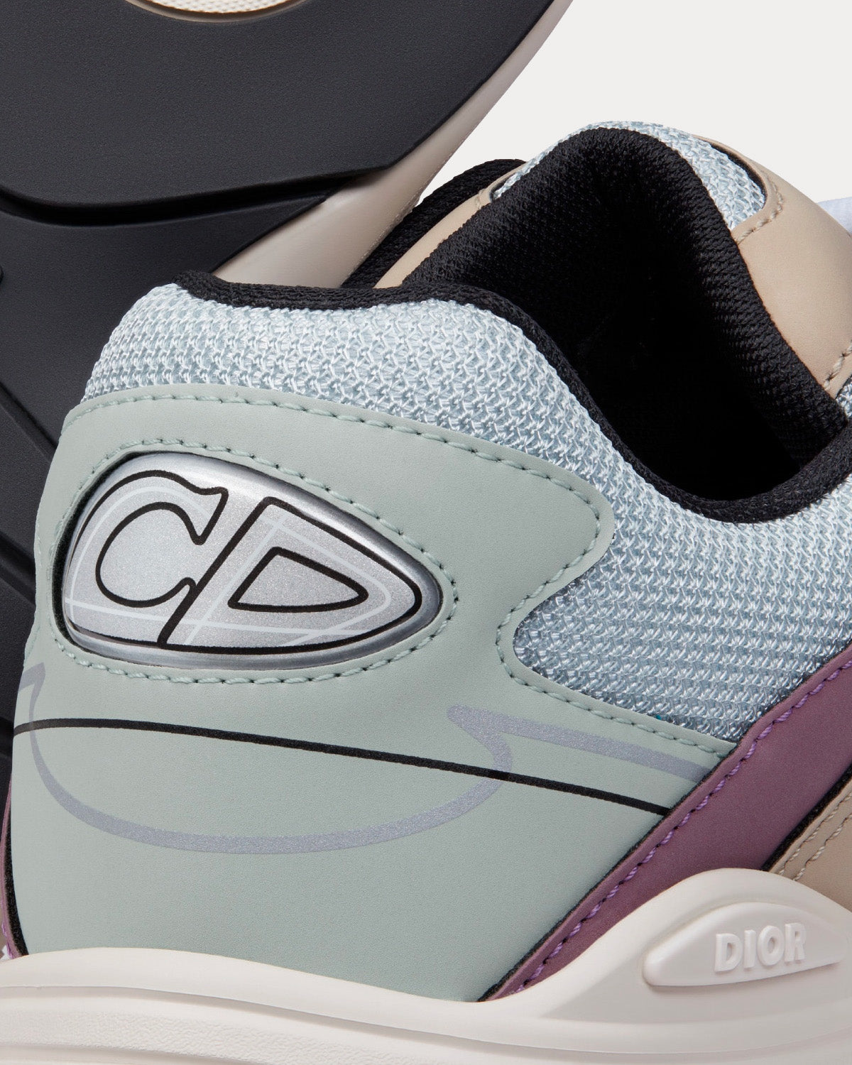 B30 Gray Mesh with Light Green, Beige and Lavender Technical Fabric Low Top Sneakers