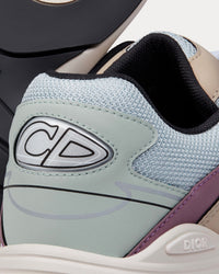 B30 Gray Mesh with Light Green, Beige and Lavender Technical Fabric Low Top Sneakers