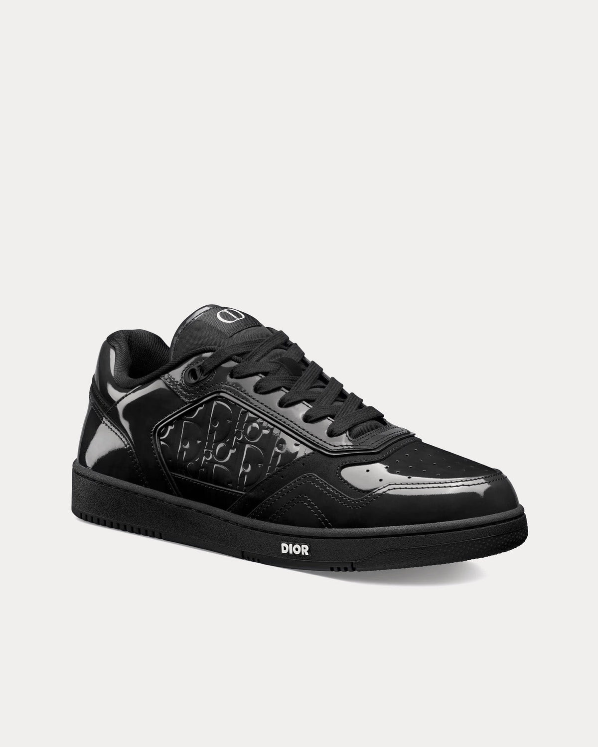 B27 Black Patent Calfskin and Dior Oblique Gravity Leather Low Top Sneakers