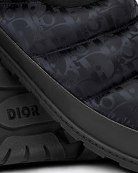 Snow Slipper Quilted Dior Oblique Mirage Technical Fabric Black Slip Ons