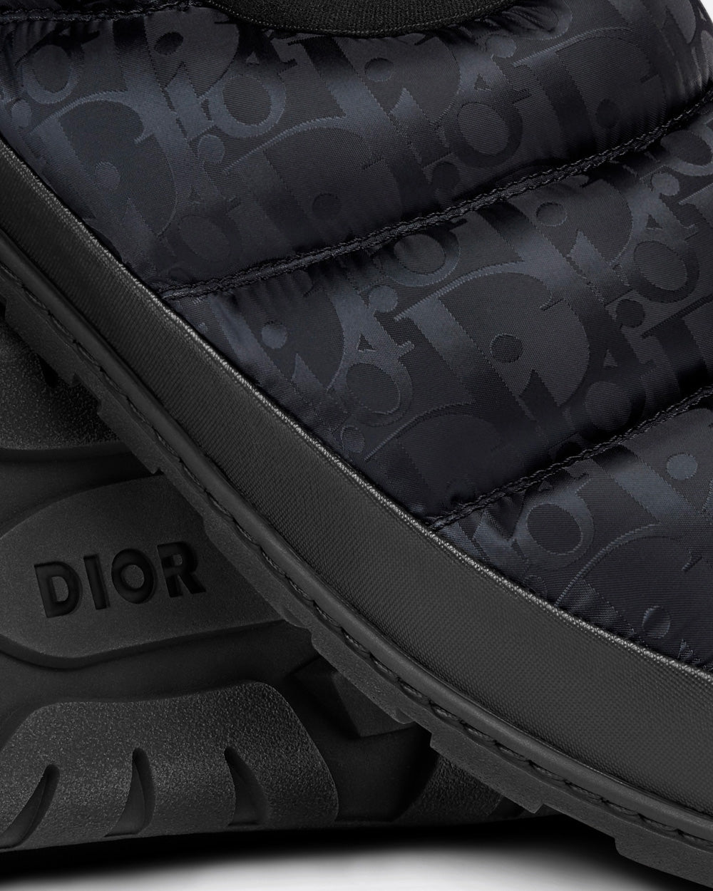 Snow Slipper Quilted Dior Oblique Mirage Technical Fabric Black Slip Ons