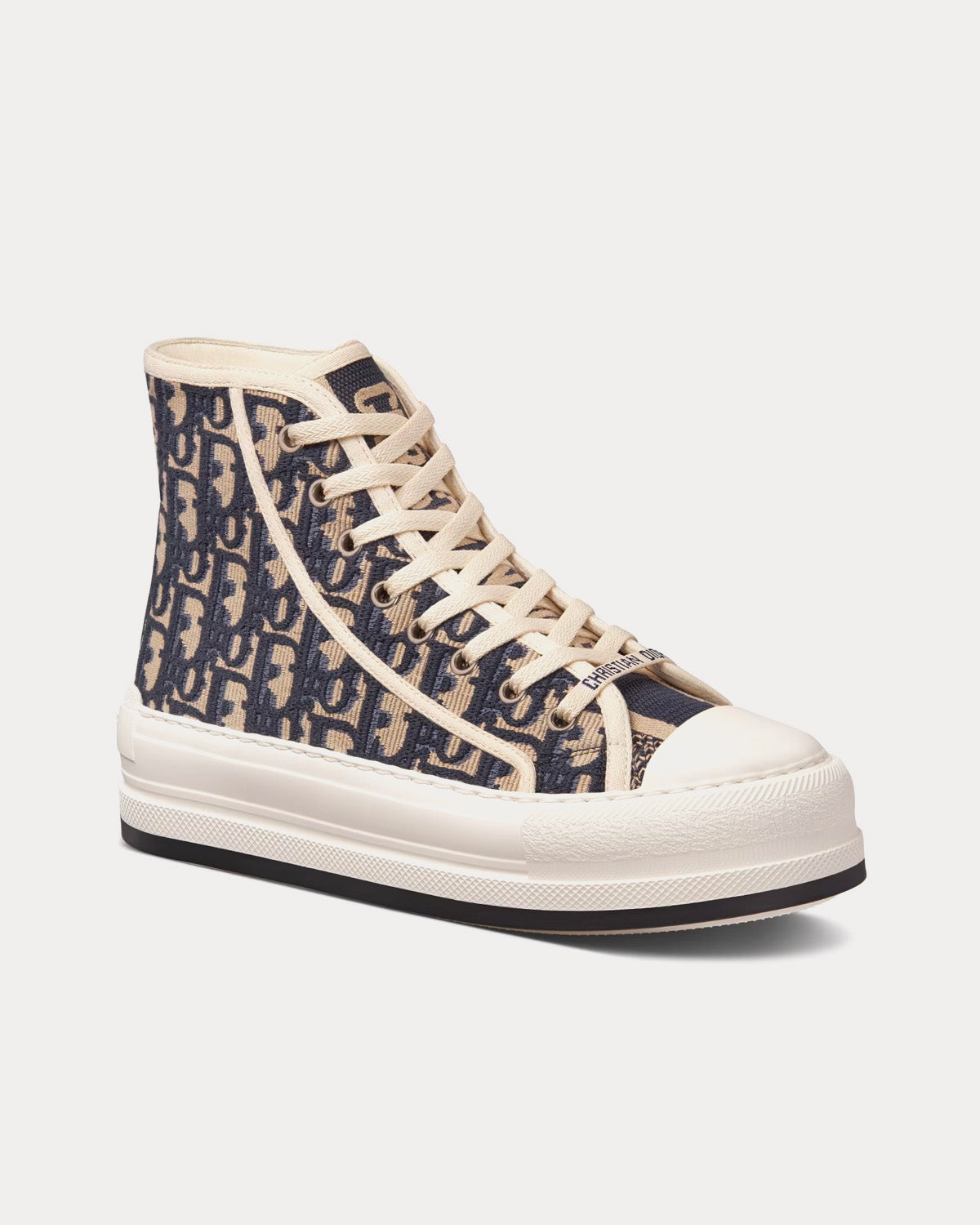 Walk'n'Dior Platform Deep Blue Dior Oblique Embroidered Cotton High Top Sneakers