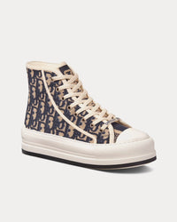 Walk'n'Dior Platform Deep Blue Dior Oblique Embroidered Cotton High Top Sneakers
