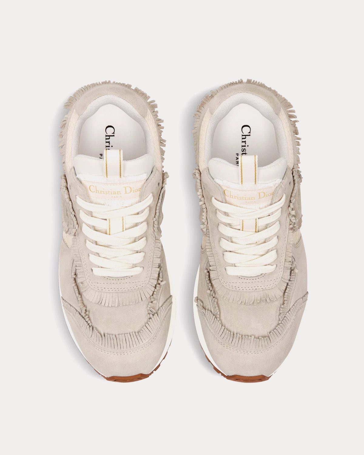 C'est Dior Suede Calfskin & Mesh Ecru Low Top Sneakers