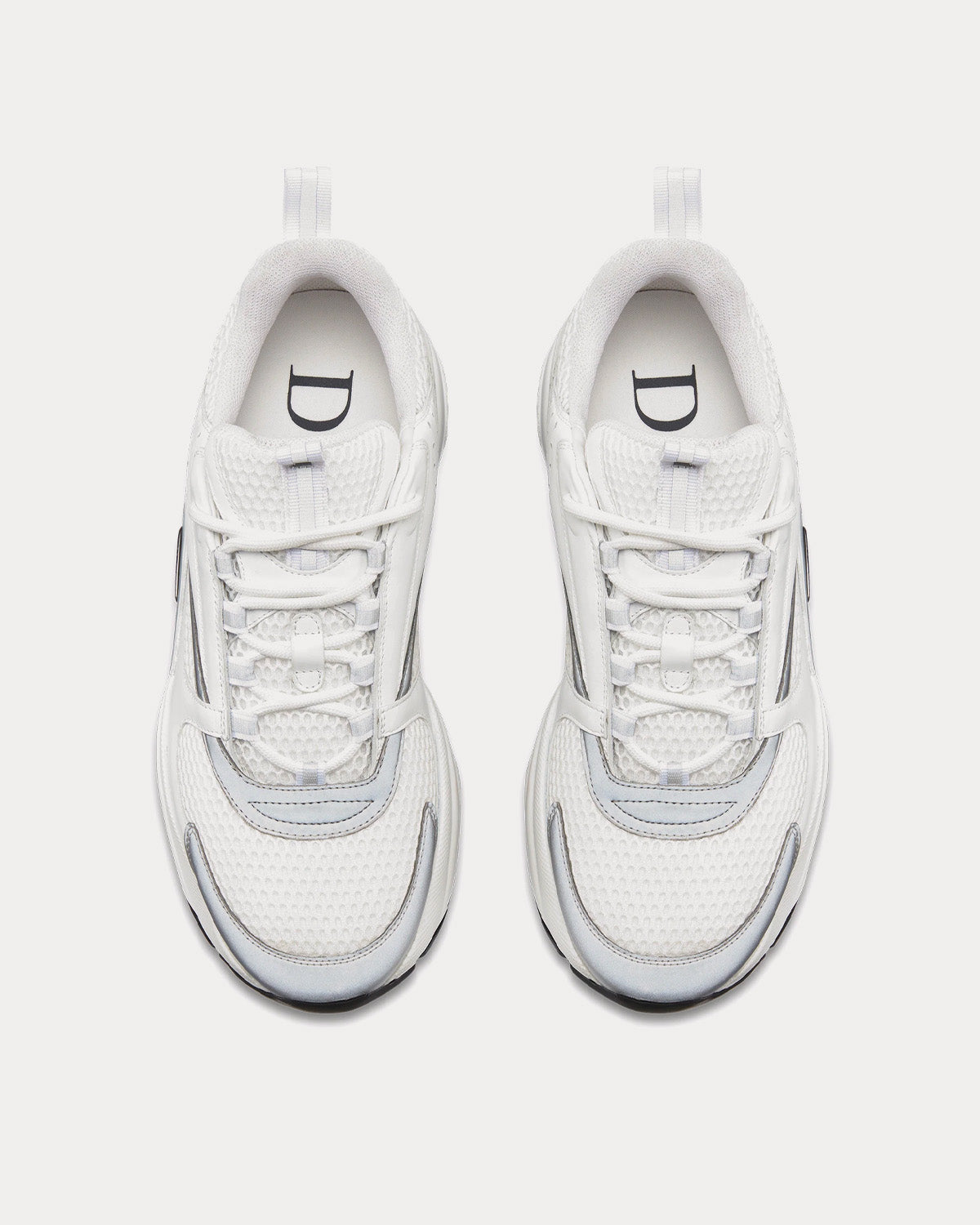 B22 Technical Mesh & Calfskin White / Silver-Tone Low Top Sneakers
