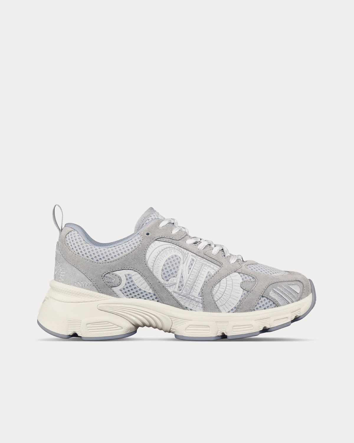 Chrono Mesh & Suede Calfskin Gray Low Top Sneakers