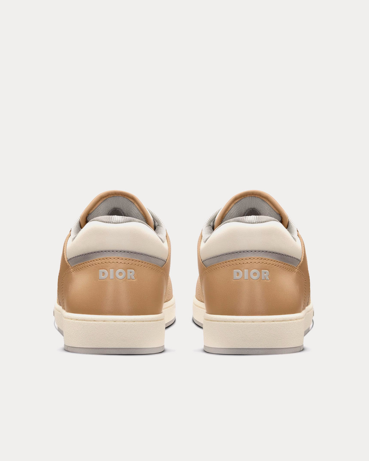 B27 Beige and Cream Smooth Calfskin with Cream Dior Oblique Jacquard Low Top Sneakers