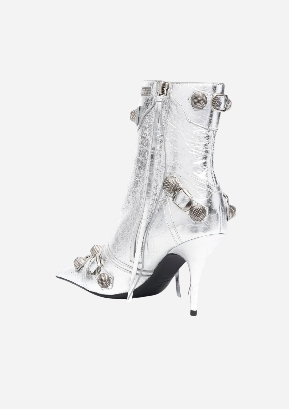 Balenciaga Le Cagole Stivaletti Argento in Pelle Metallizzata 90 mm