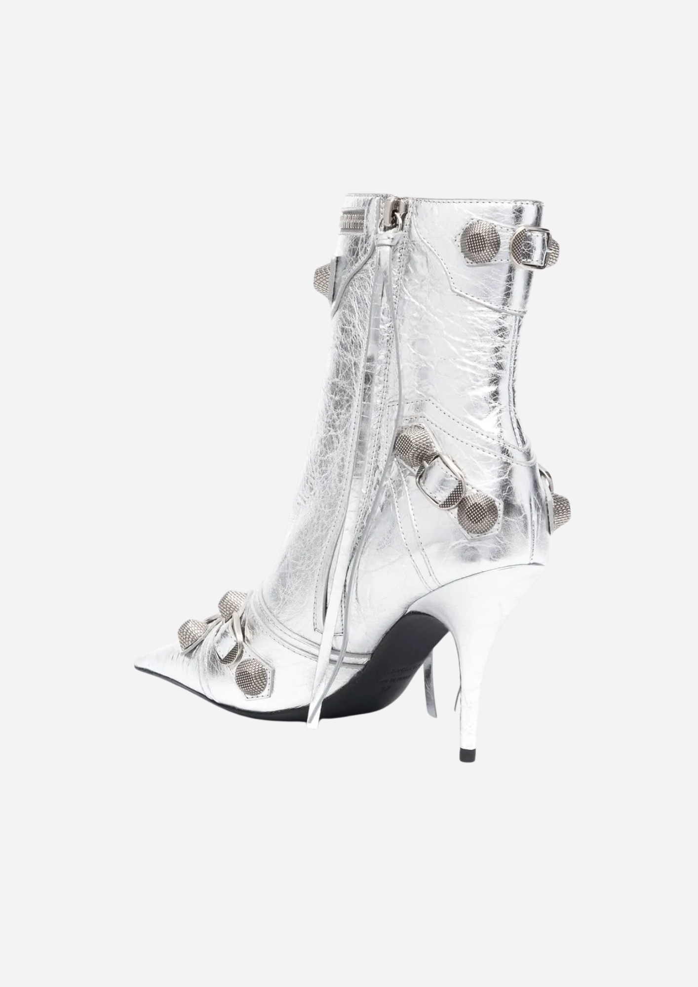 Balenciaga Le Cagole Stivaletti Argento in Pelle Metallizzata 90 mm