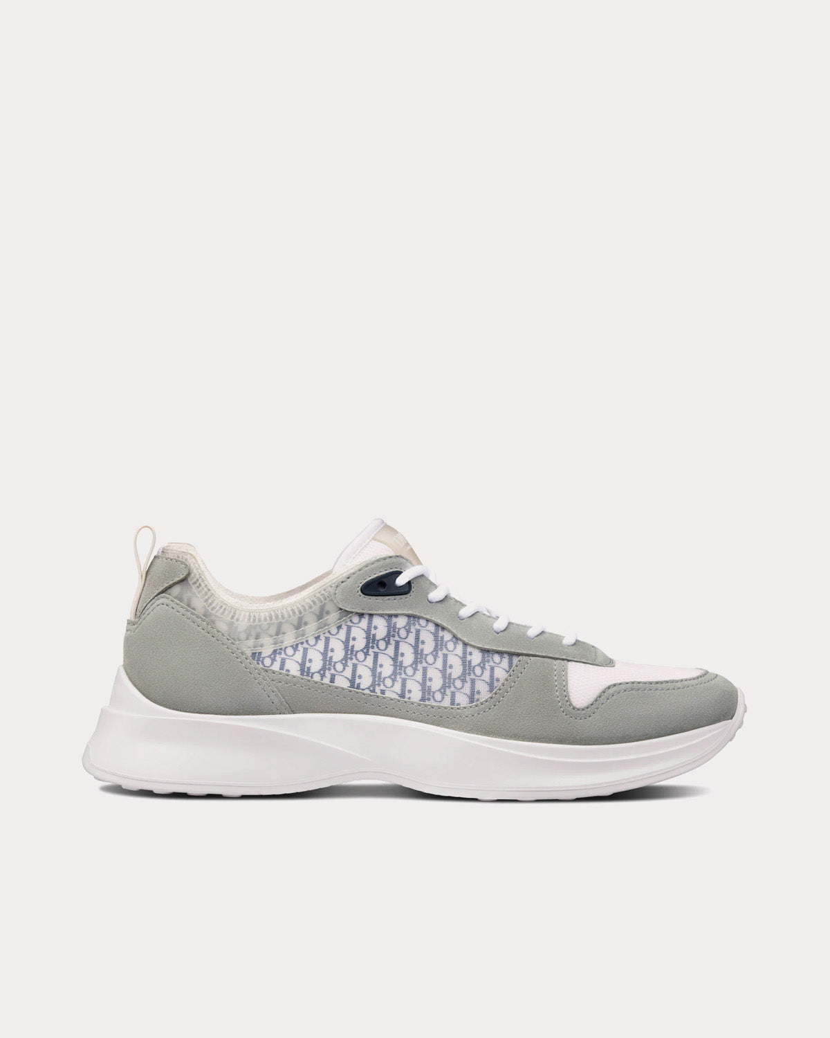 B25 Gray Suede and White Technical Mesh with Blue and White Dior Oblique Canvas Low Top Sneakers
