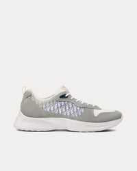B25 Gray Suede and White Technical Mesh with Blue and White Dior Oblique Canvas Low Top Sneakers