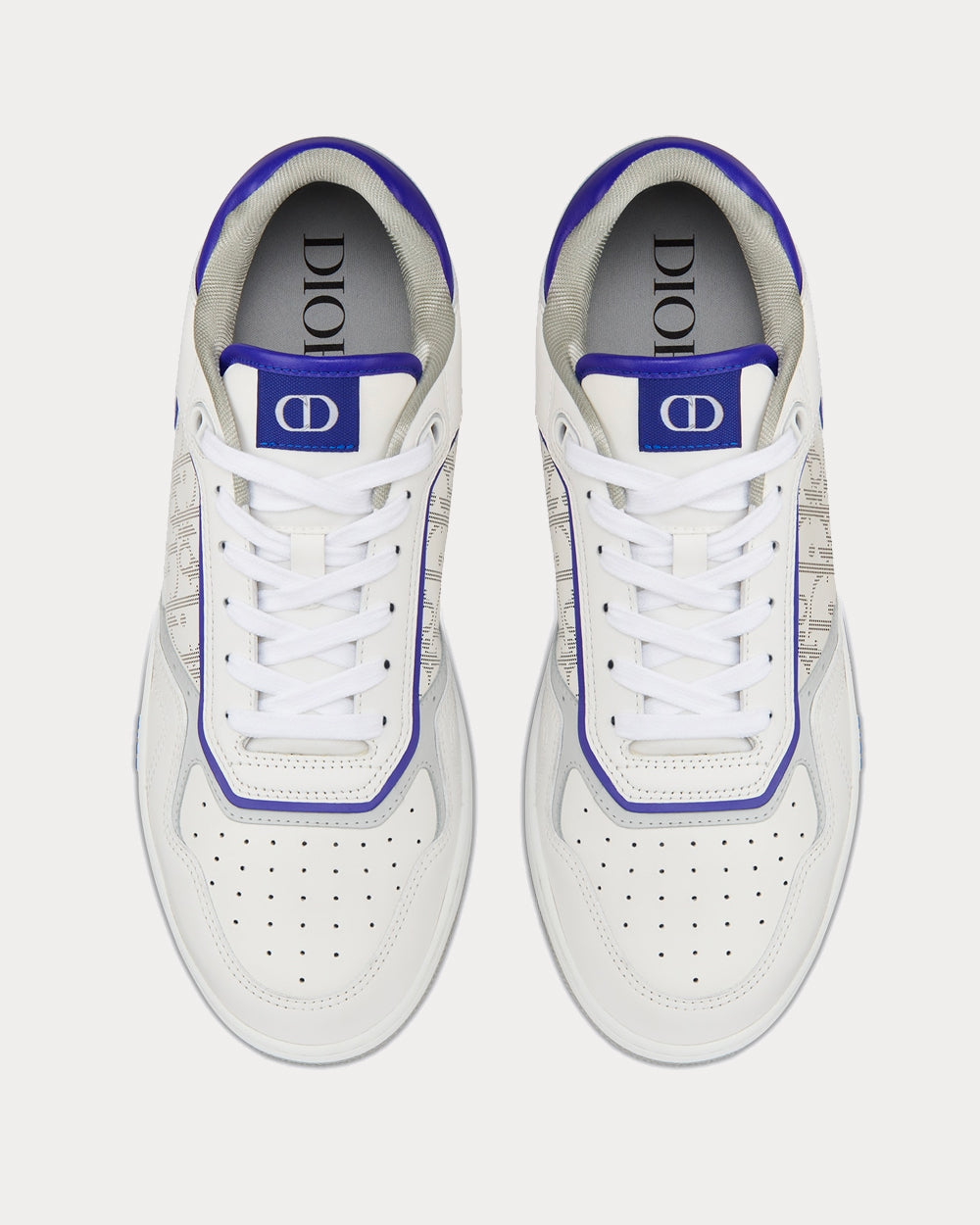 B27 White and Purple Smooth Calfskin with White Dior Oblique Galaxy Leather Low Top Sneakers