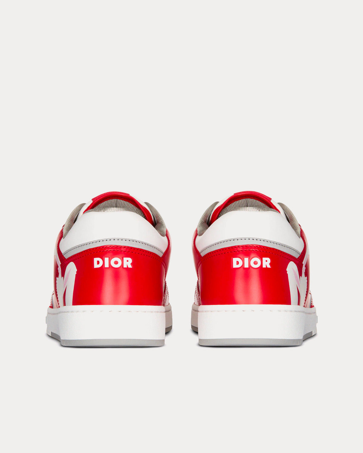 B27 Red and White Smooth Calfskin and White Dior Oblique Galaxy Leather with Rabbit Motif Low Top Sneakers