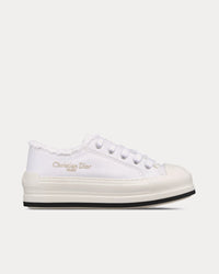 Dioriviera Walk'n'Dior Platform White Fringed and Embroidered Cotton Canvas Low Top Sneakers