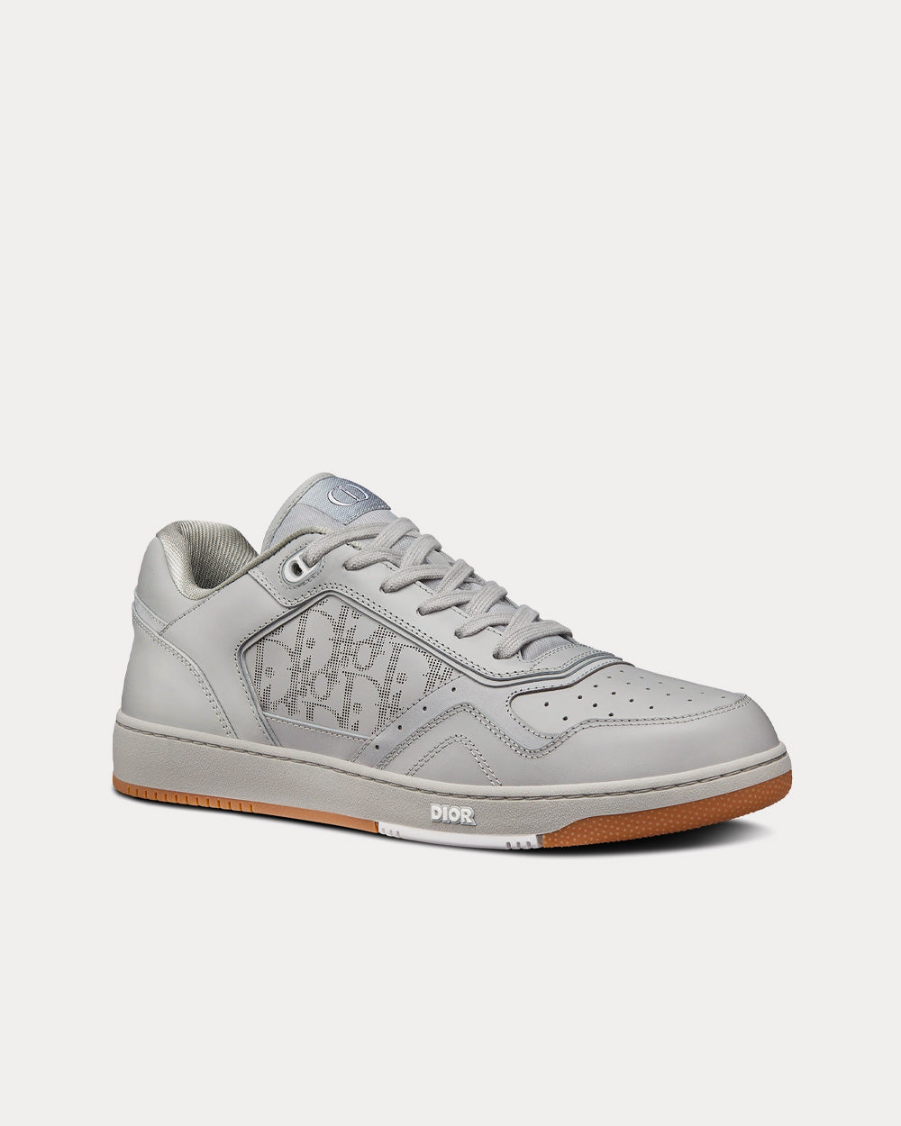 B27 Gray Smooth Calfskin and Dior Oblique Galaxy Leather Low Top Sneakers