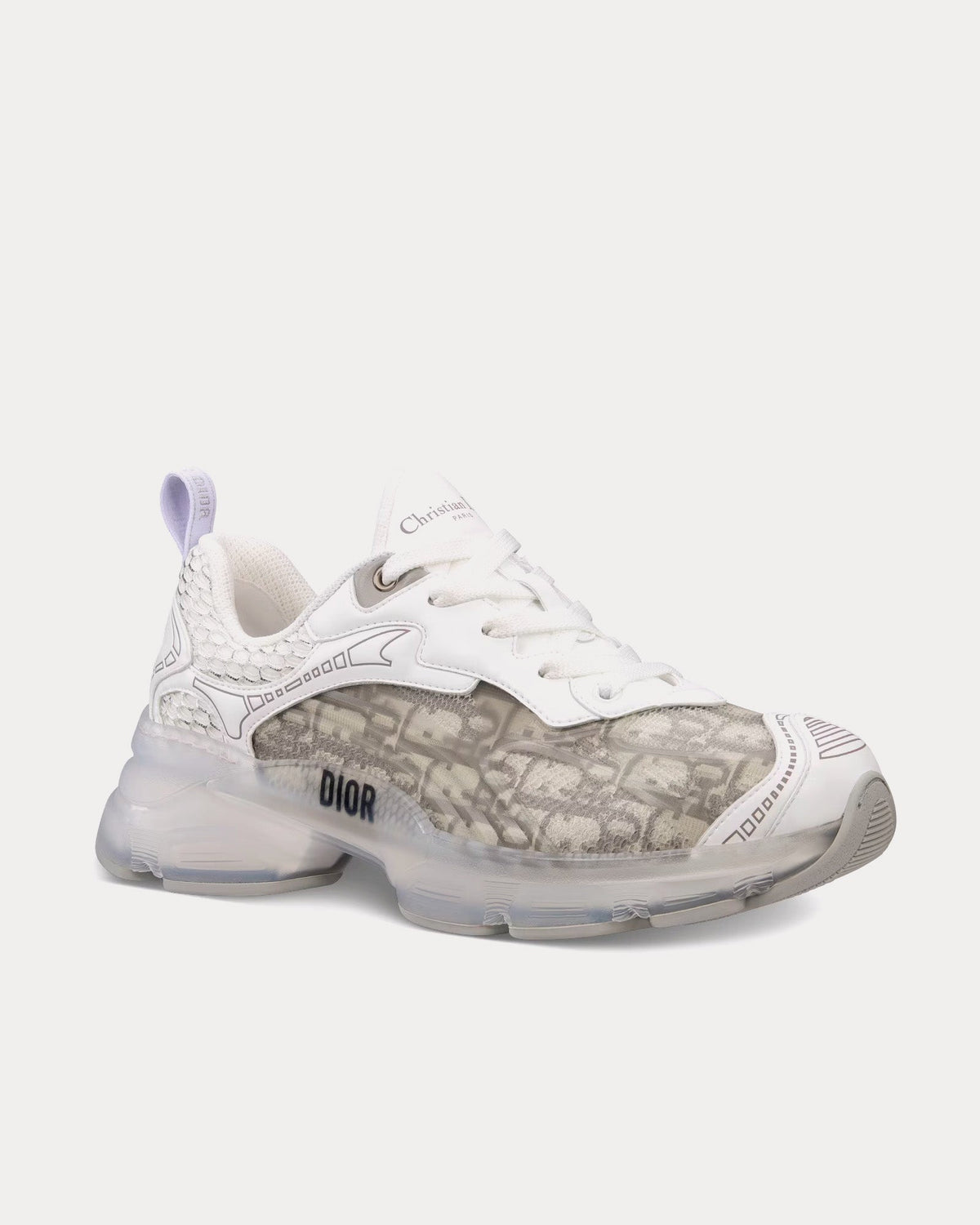 Dior Vibe Gray Dior Oblique Technical Fabric and Transparent Rubber Low Top Sneakers