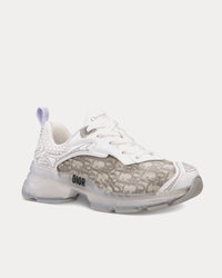 Dior Vibe Gray Dior Oblique Technical Fabric and Transparent Rubber Low Top Sneakers
