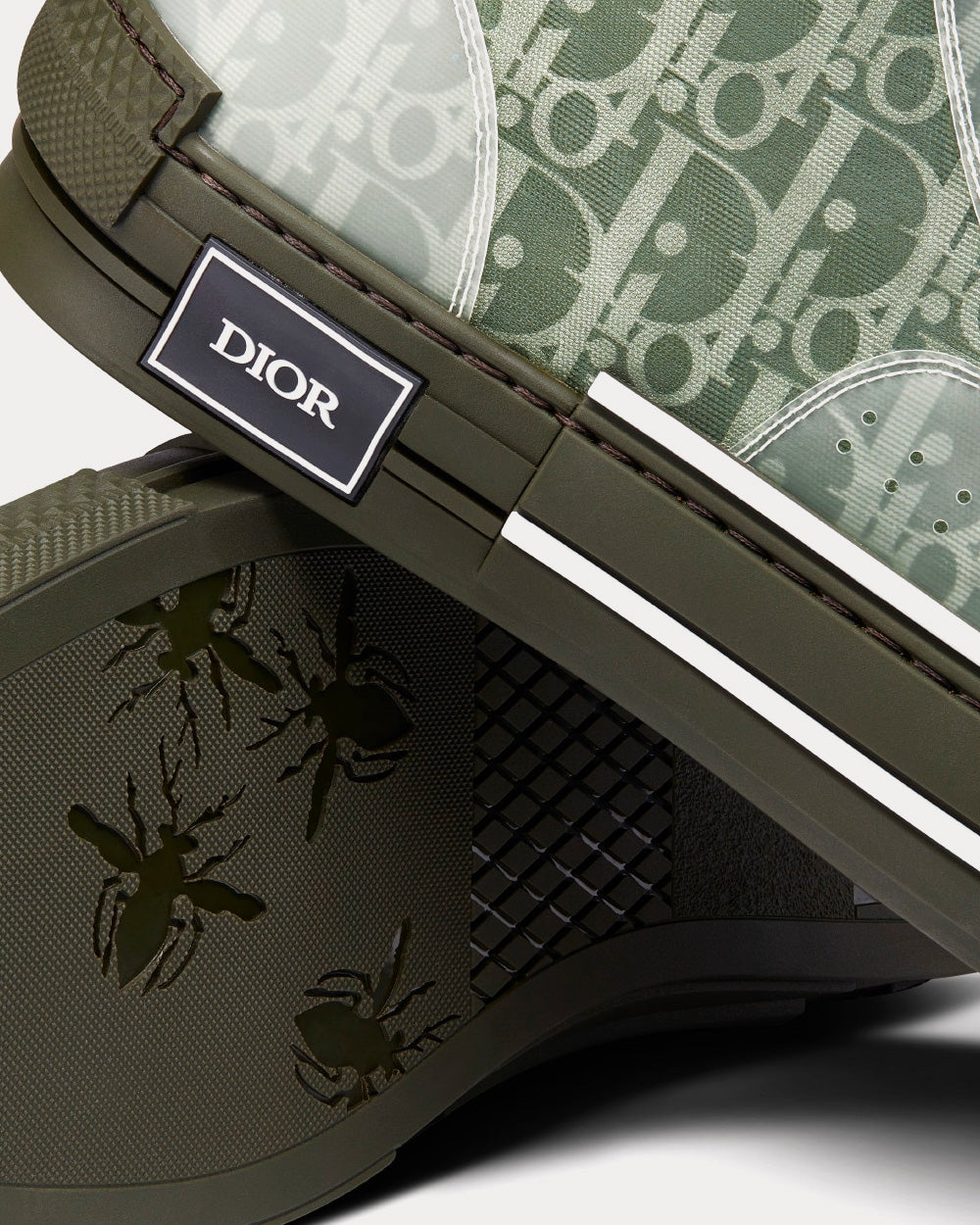 B23 Olive Dior Oblique Canvas High Top Sneakers