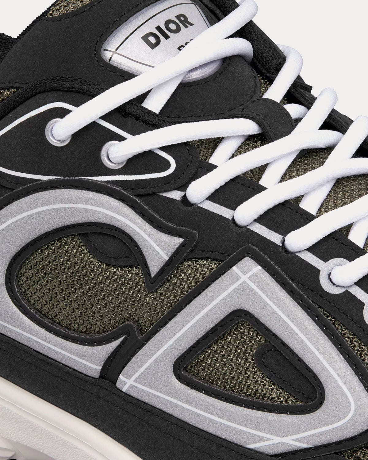 B30 Deep Green Mesh and Black Technical Fabric Low Top Sneakers