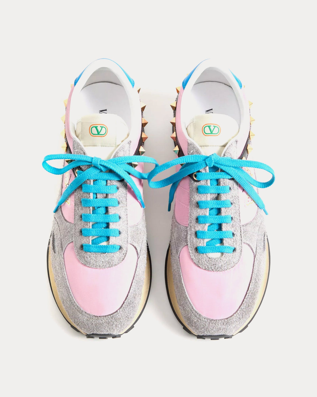 Stud Up Split Leather & Nylon with Butterfly Embroidery Pink / Multi Low Top Sneakers