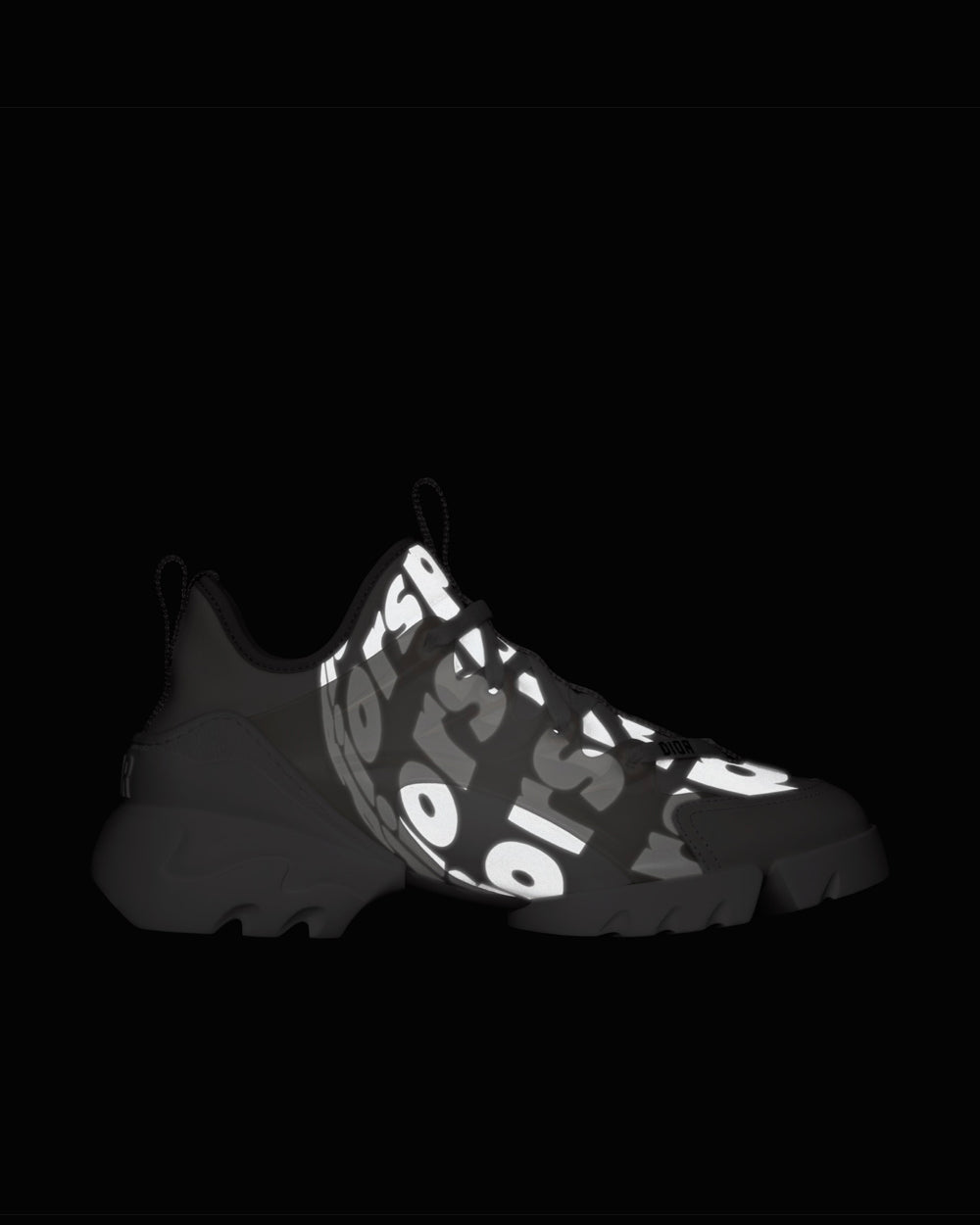 D-Connect White Dior Spatial Printed Reflective Technical Fabric Low Top Sneakers