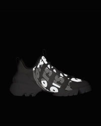 D-Connect White Dior Spatial Printed Reflective Technical Fabric Low Top Sneakers