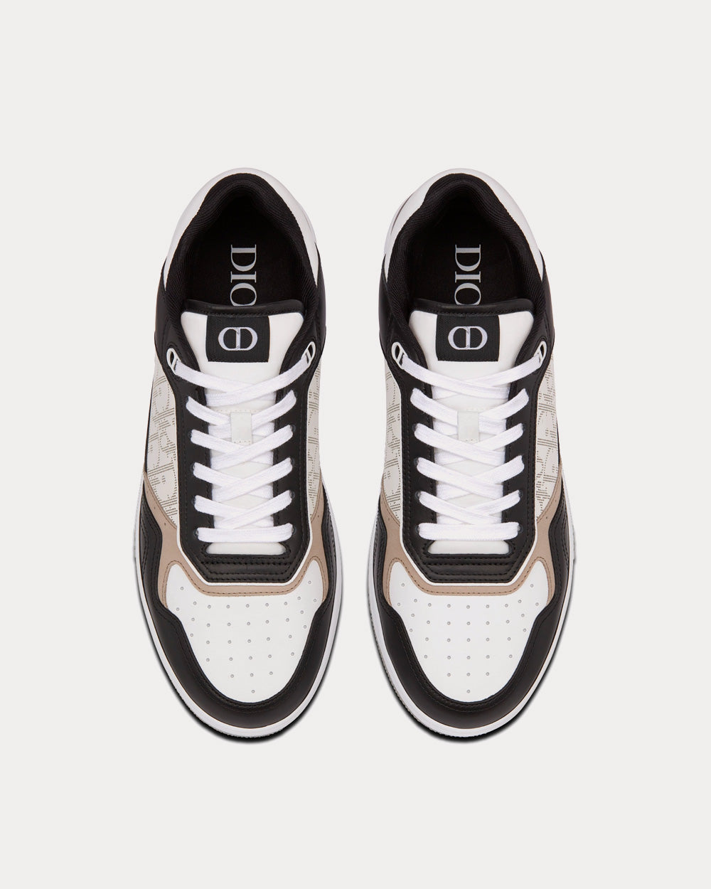 B27 Black, White and Beige Smooth Calfskin with White Dior Oblique Galaxy Leather Low Top Sneakers
