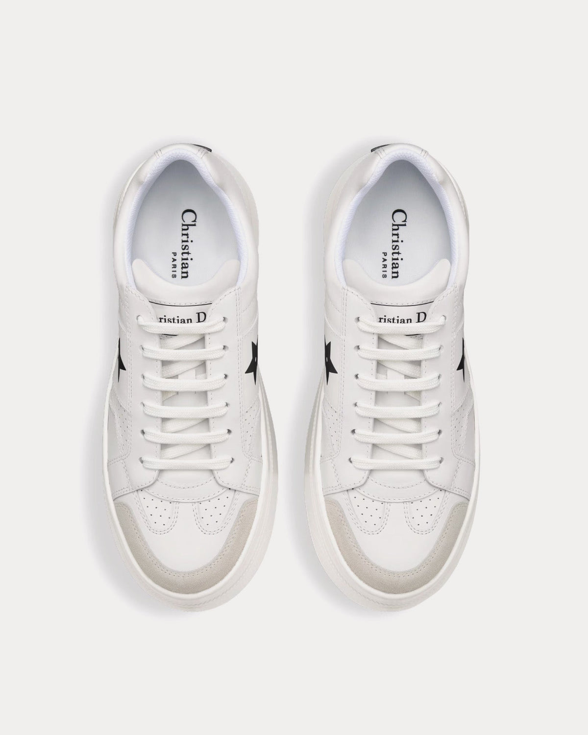Dior Star Platform Calfskin & Suede White / Black Low Top Sneakers