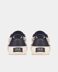 B33 Navy Blue Smooth Calfskin and Cream Dior Oblique Raised Embroidery Low Top Sneakers