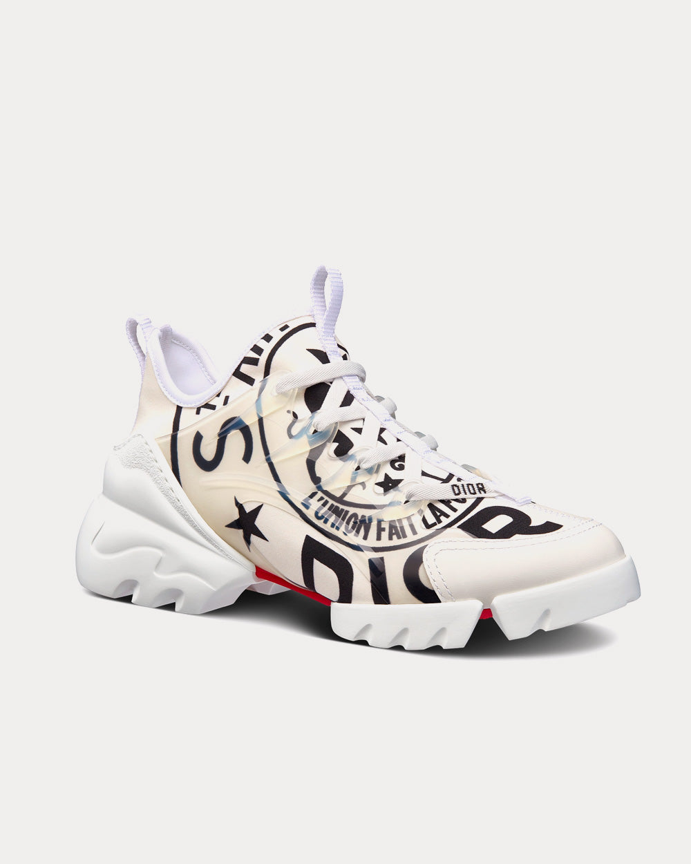 D-Connect White Technical Fabric with Dior Union Print Low Top Sneakers